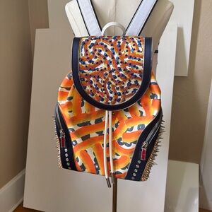 New Christian Louboutin Large Multicolor Spiked Backpack $5000
